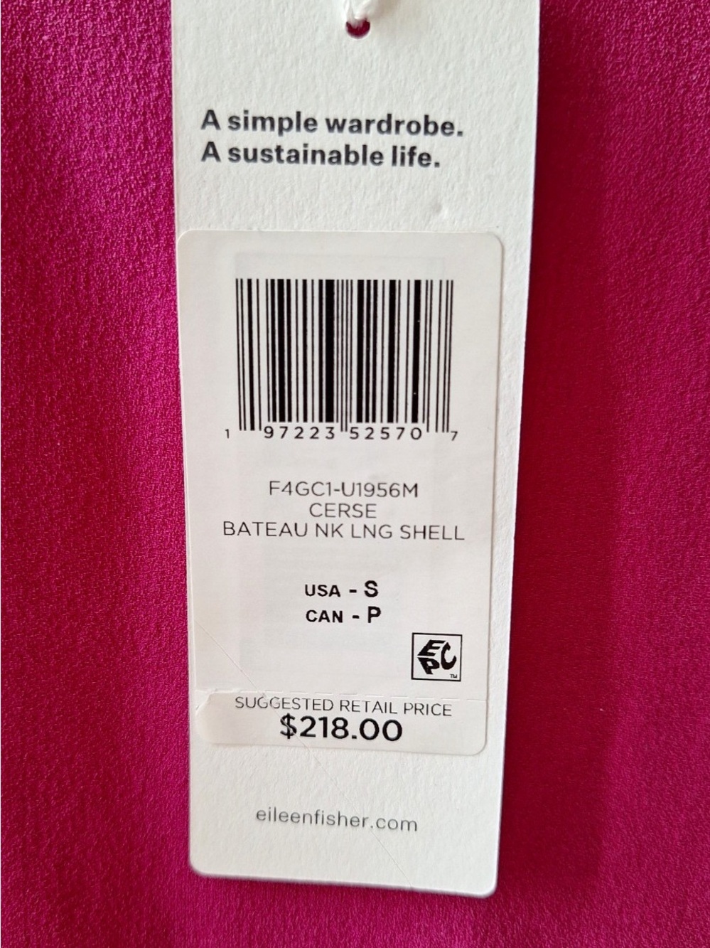 Eileen Fisher Silk Sleeveless Top Shell Bateau Neck Fuchsia Cerise - Picture 4 of 6